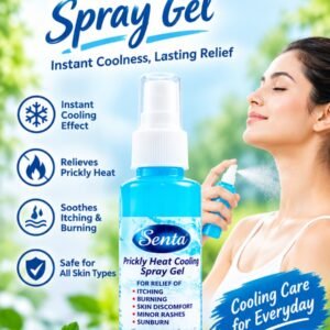 Title  Senta Prickly Heat Cooling Spray Gel for Instant Skin Relief, Soothing Itching, Burning, Minor Rashes, Sunburn, and Everyday Cooling